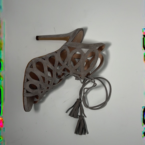 Charles David Lace-Up Lazercut Leather Heels - Picture 5 of 9